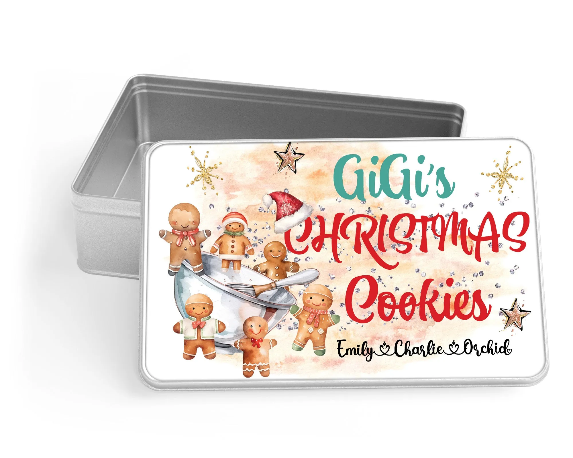 Personalised Storage Tin, Gingerbread Christmas