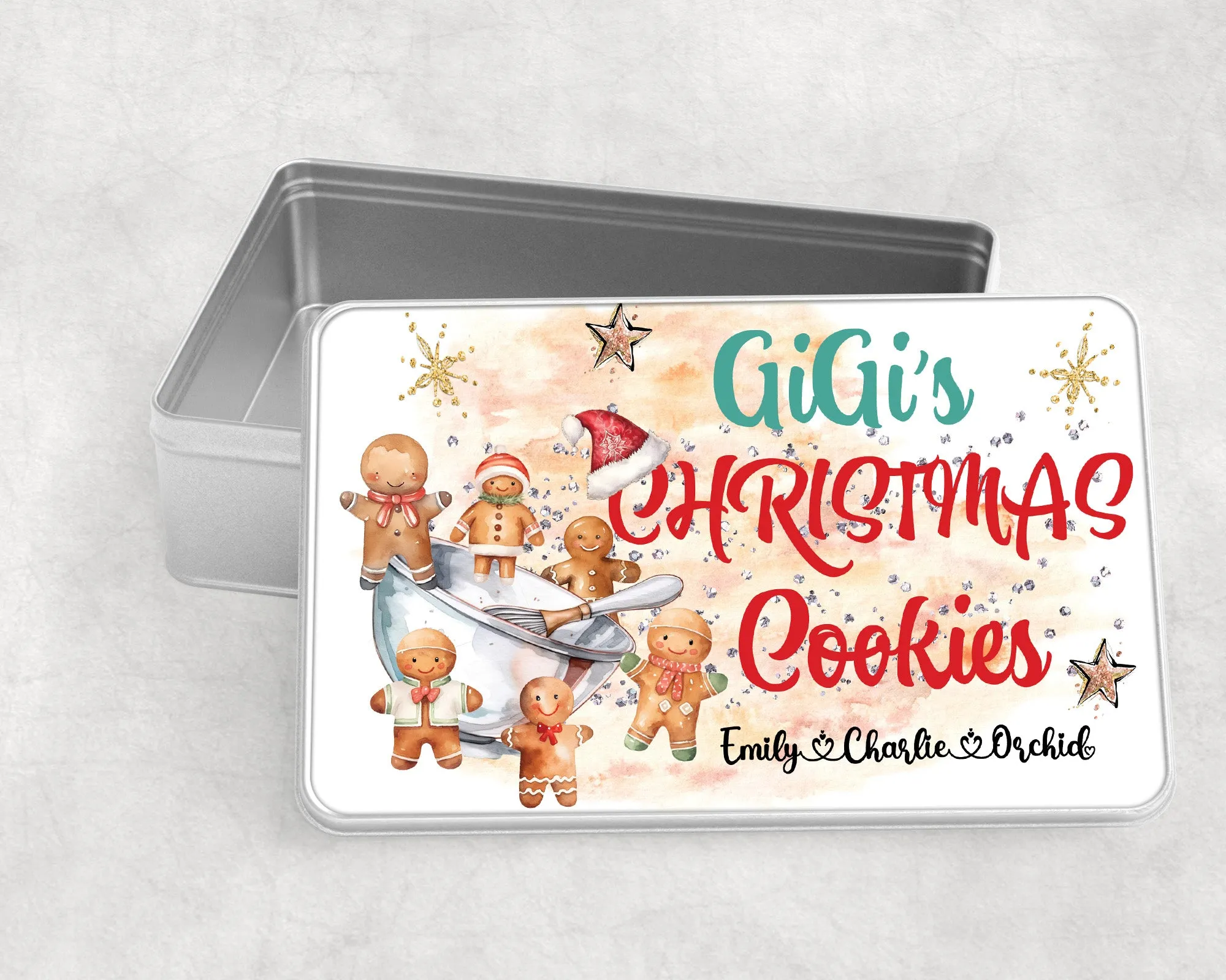 Personalised Storage Tin, Gingerbread Christmas