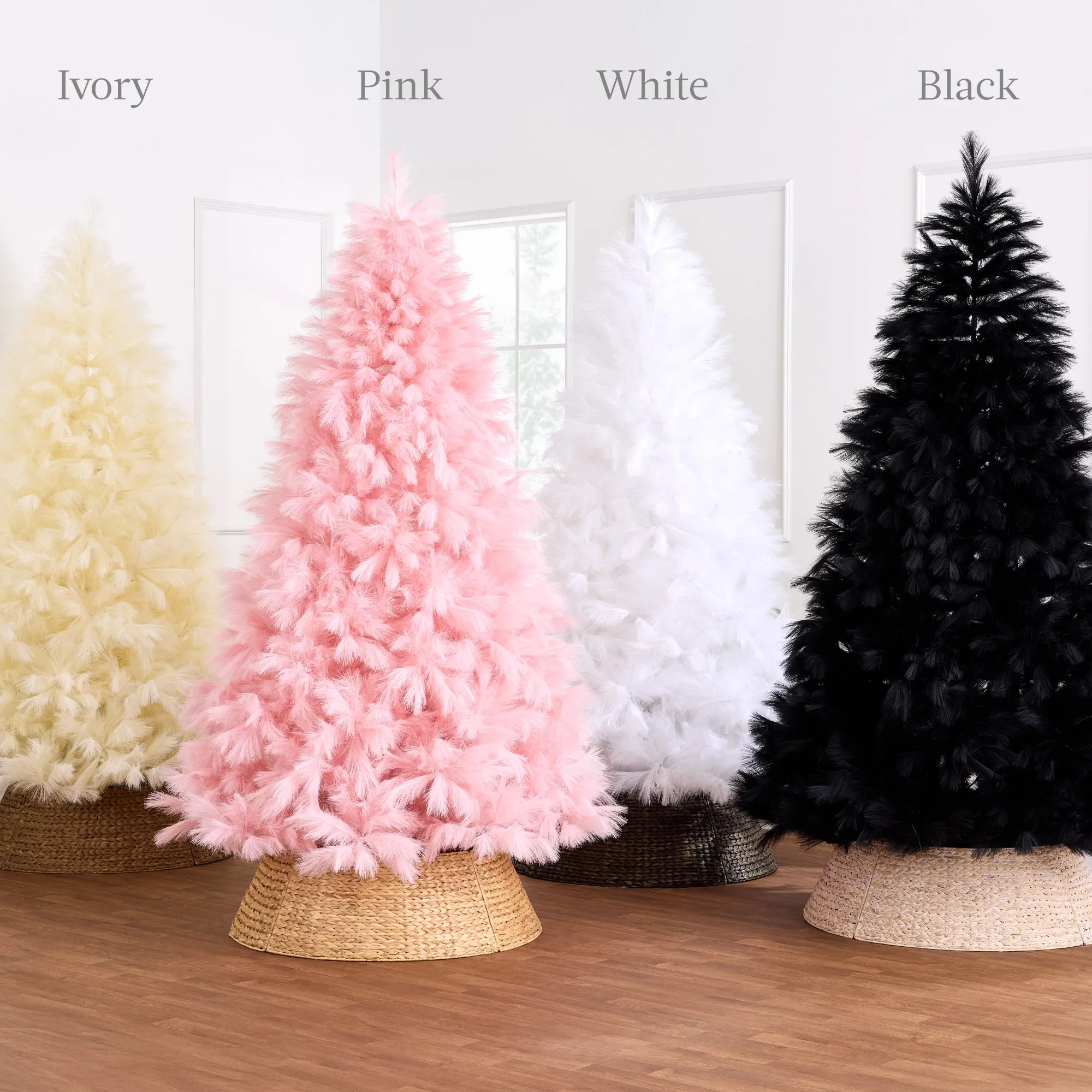 Premium Artificial Black Pampas Christmas Tree w/ Foldable Metal Base