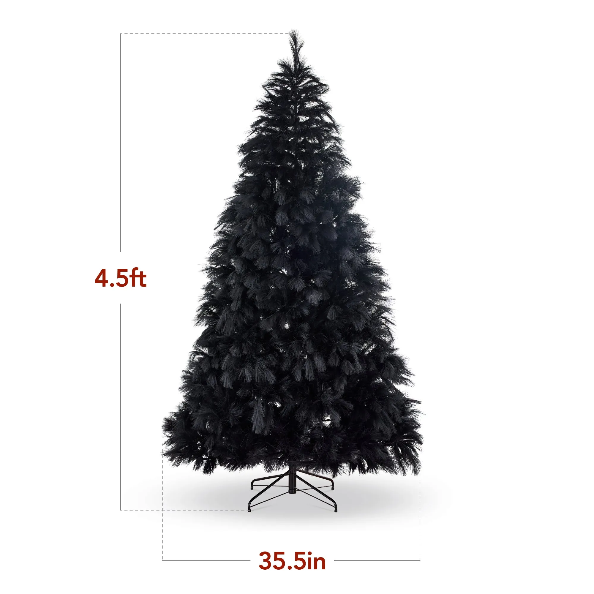 Premium Artificial Black Pampas Christmas Tree w/ Foldable Metal Base