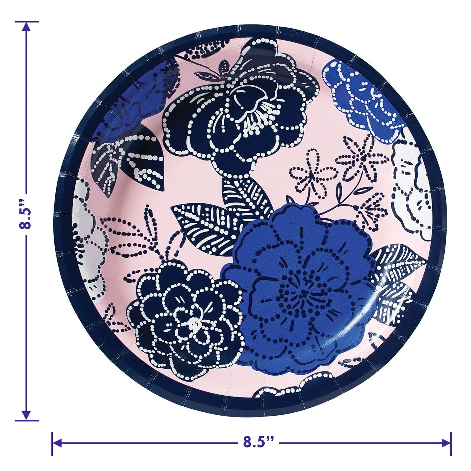 Royal Garden Blue Floral Paper Dinner Plates and Lunch Napkins (Serves 16)