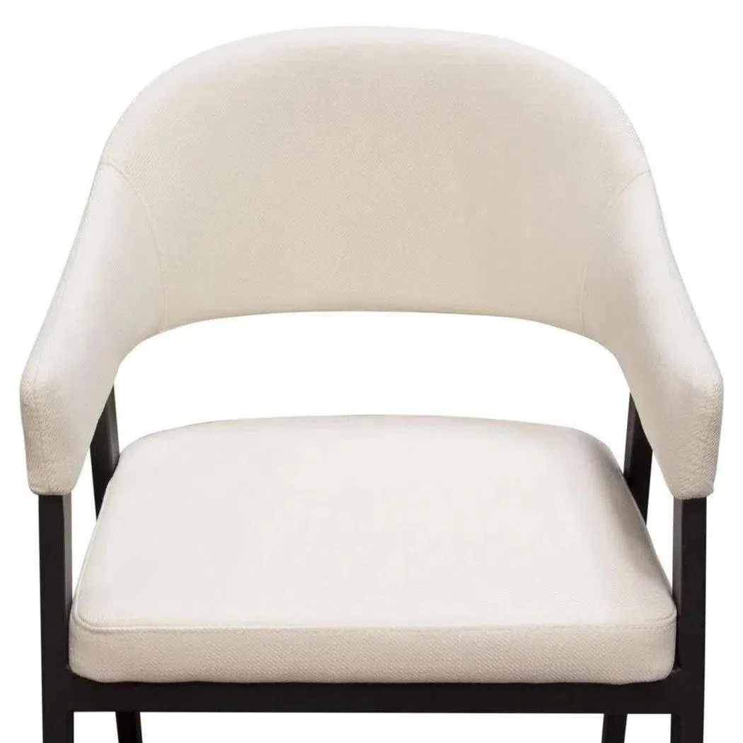 Set of 2 Counter Height Chairs Upholstered In Cream Fabric