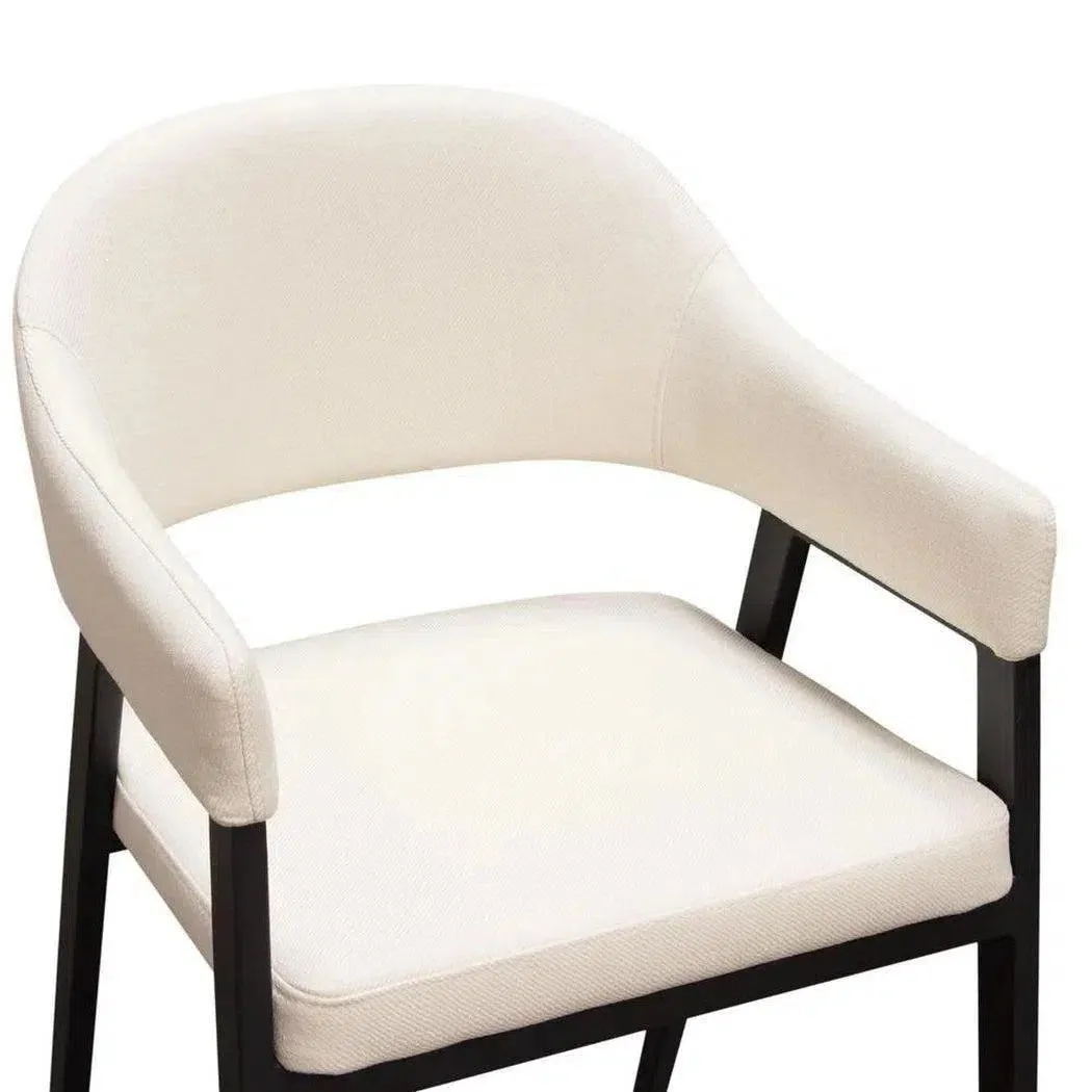 Set of 2 Counter Height Chairs Upholstered In Cream Fabric