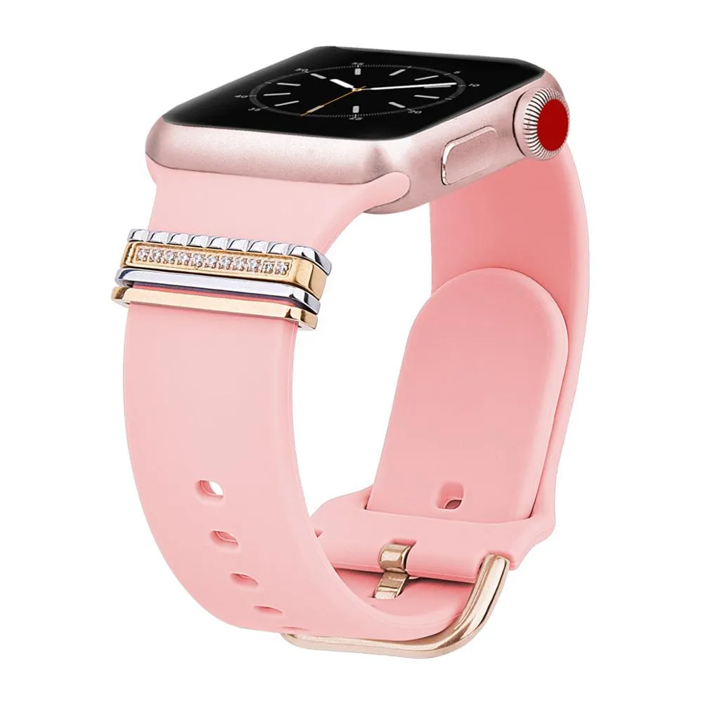 Silicone Band for Apple Watch with Decorative Ring Loops Charms