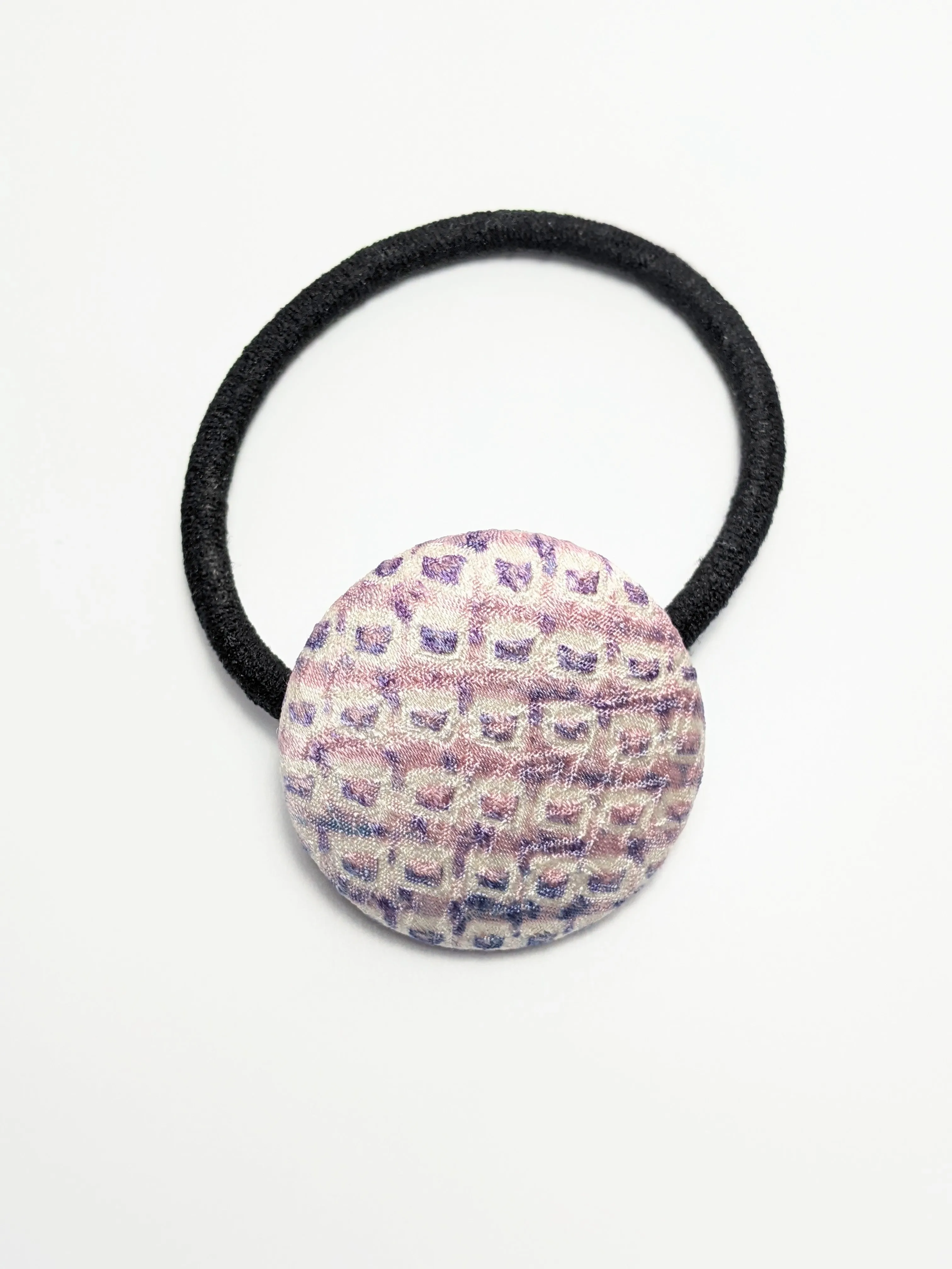 Silk Covered Button hair tie (Geometric design 5 variations)