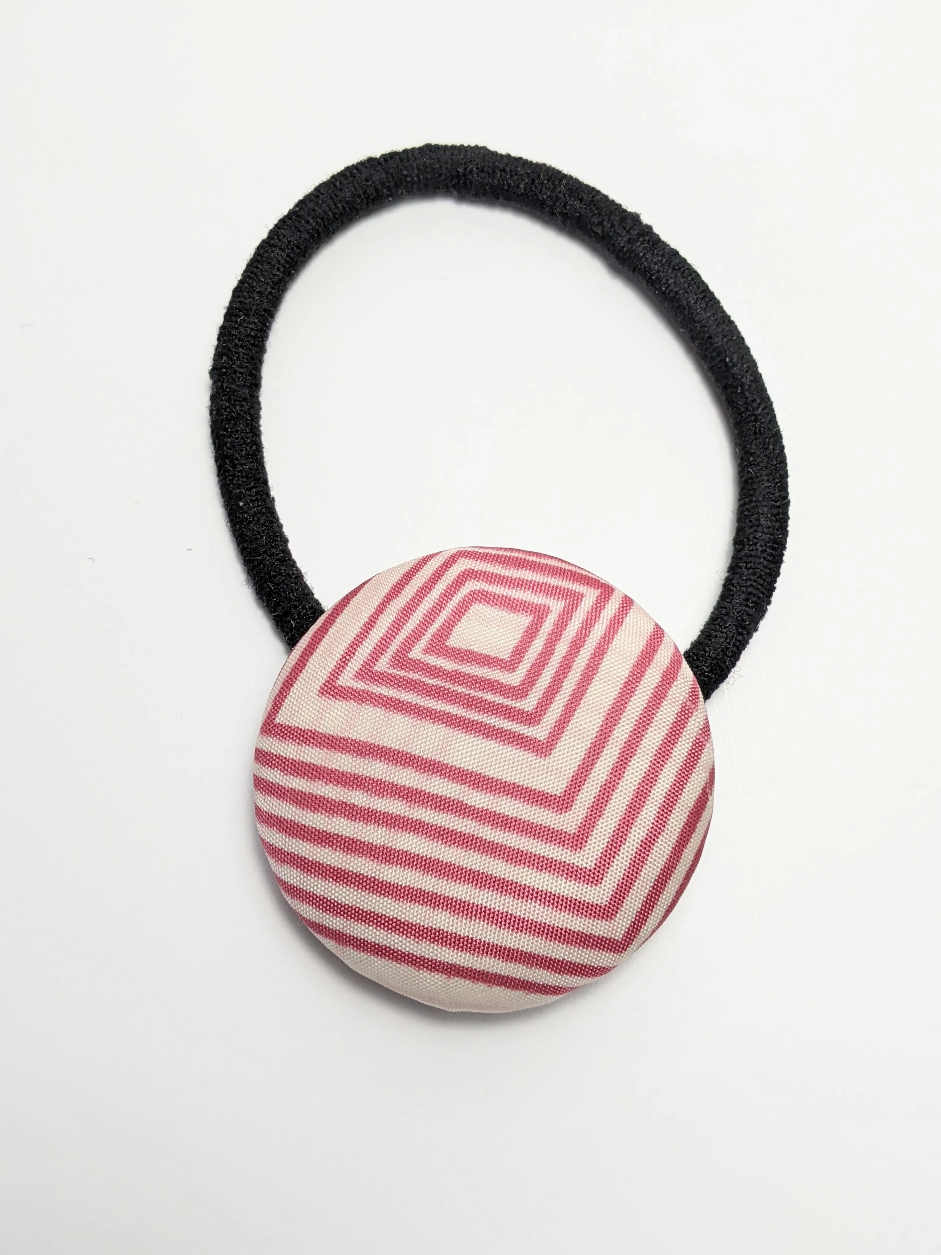 Silk Covered Button hair tie (Geometric design 5 variations)