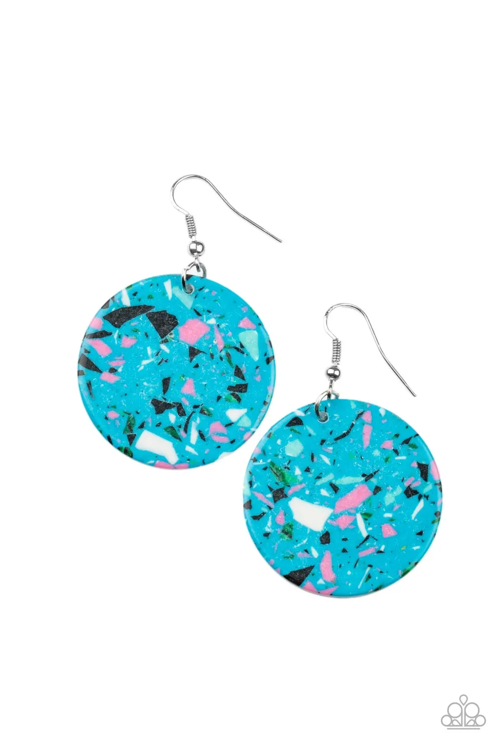 Tenaciously Terrazzo - Blue Earrings - Paparazzi Accessories