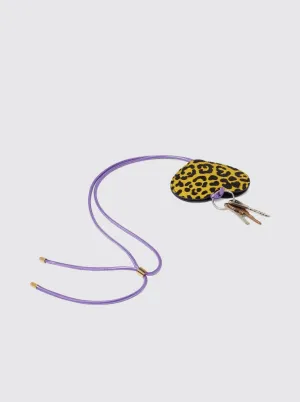 The Minis - Long Heart Keychain in yellow Leopard printed leather