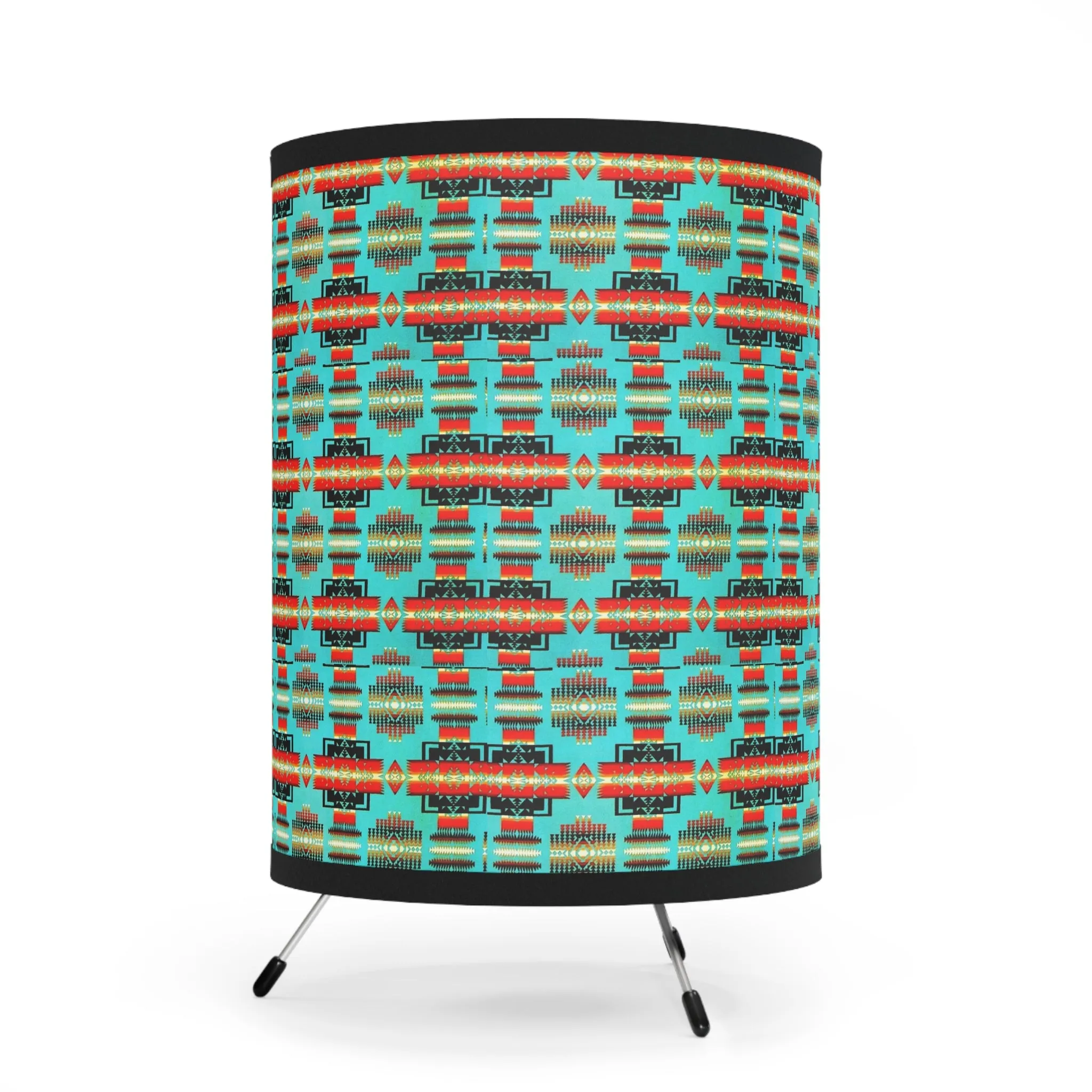 TriPod lamp w/ indigenous print