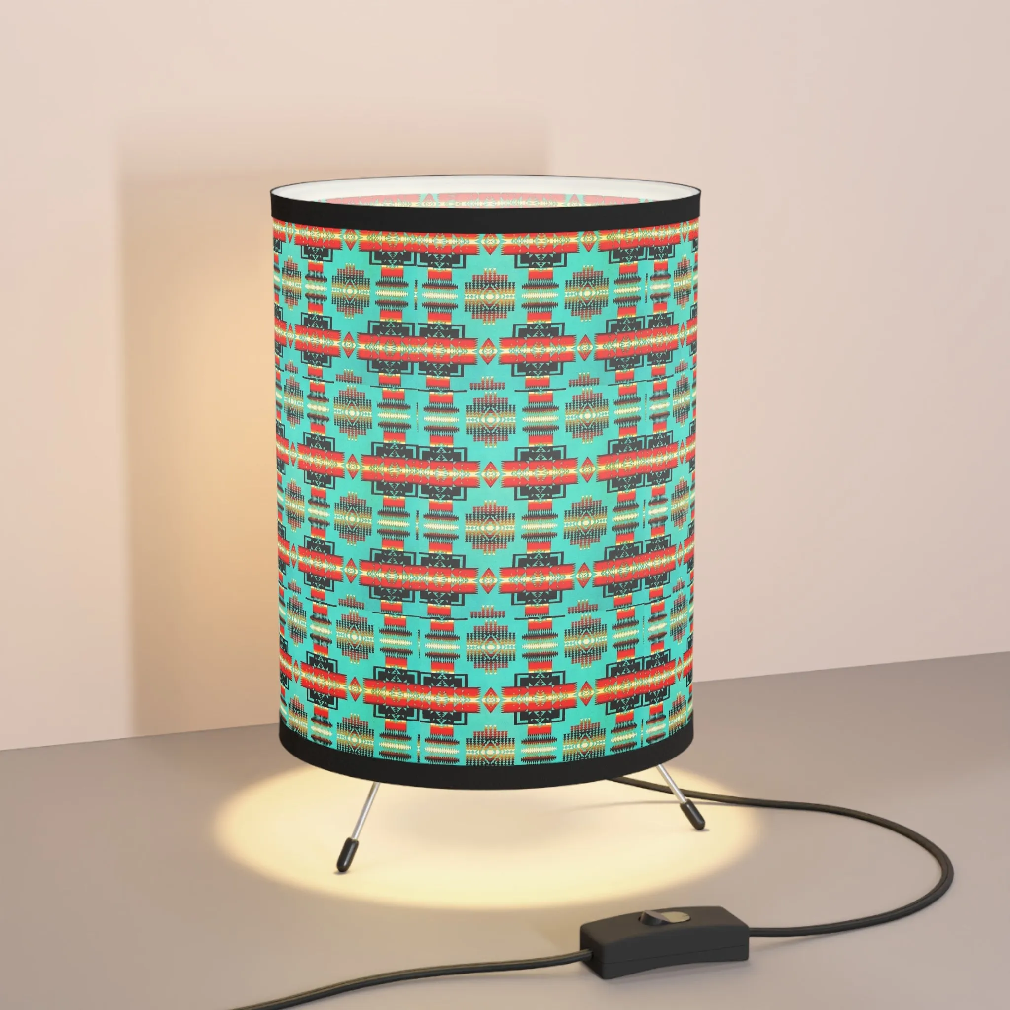 TriPod lamp w/ indigenous print