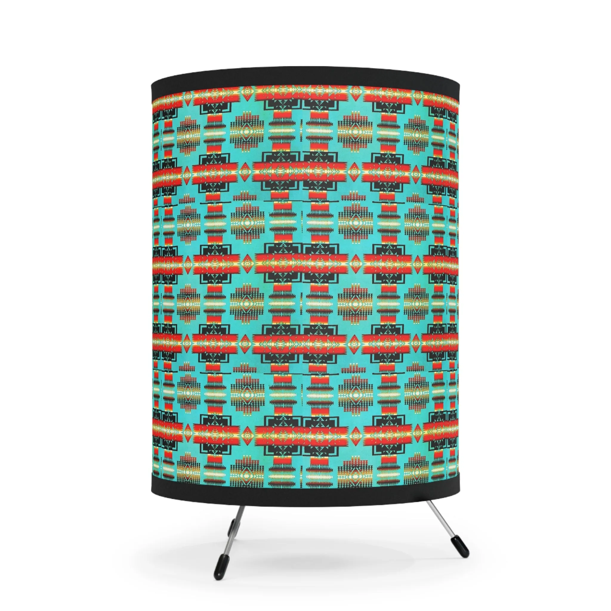 TriPod lamp w/ indigenous print