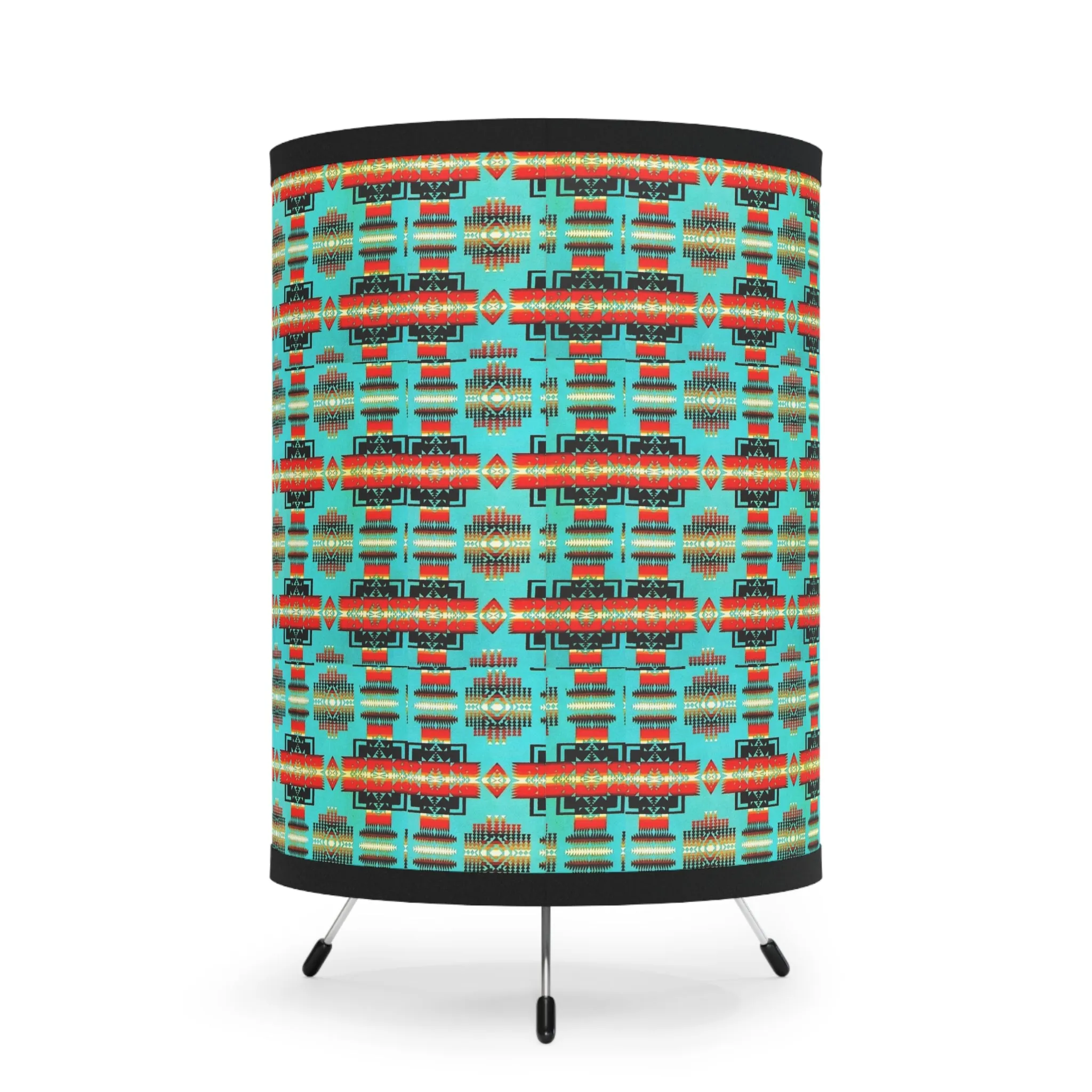 TriPod lamp w/ indigenous print