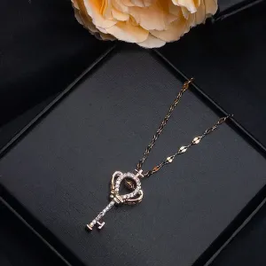 Unique Rose Gold Plated Crown Key Pendant For Women