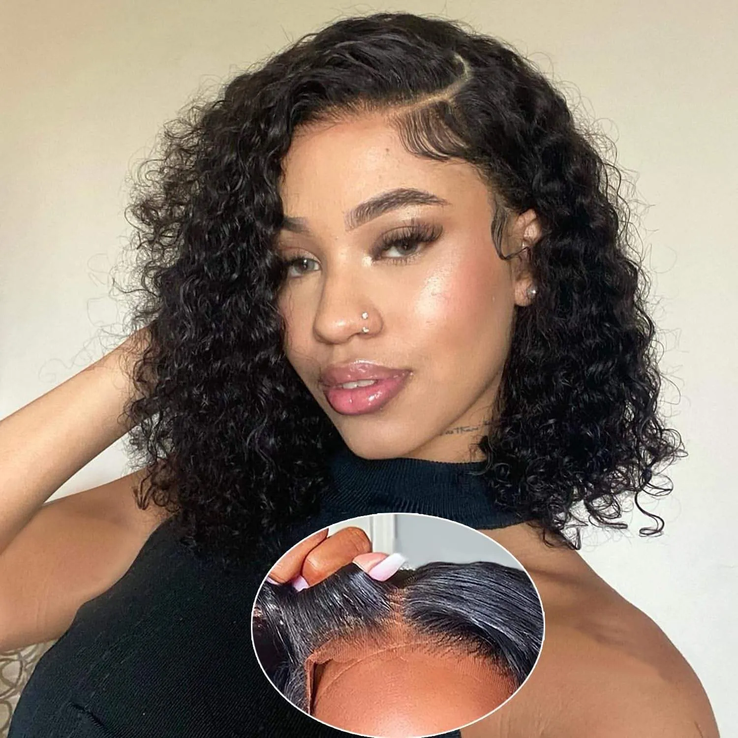 Wear and Go Glueless Lace Front Wigs Pre Plucked Deep Wave