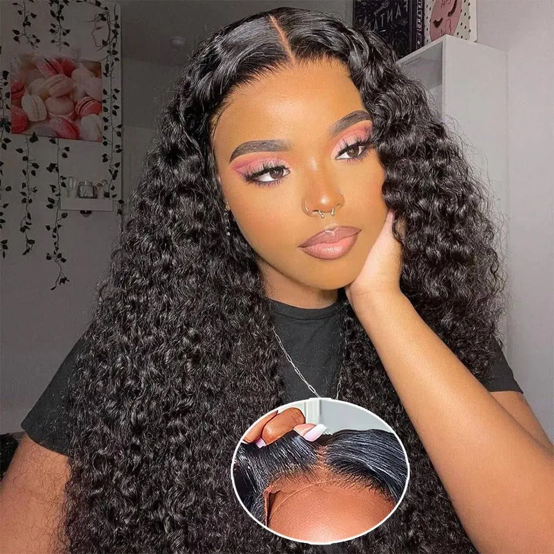 Wear and Go Glueless Lace Front Wigs Pre Plucked Deep Wave