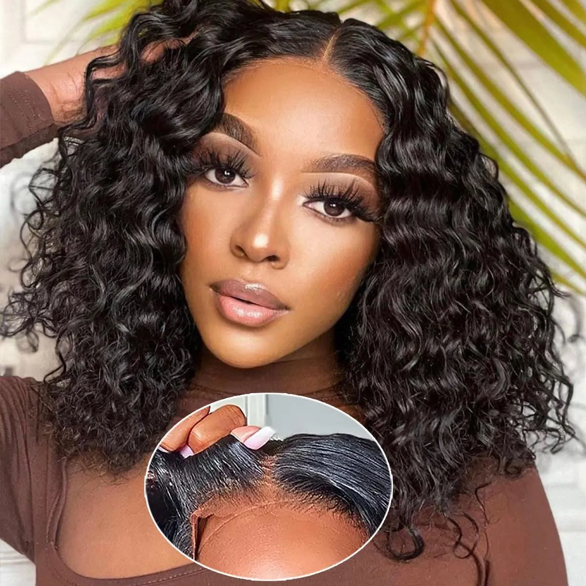 Wear and Go Glueless Lace Front Wigs Pre Plucked Deep Wave