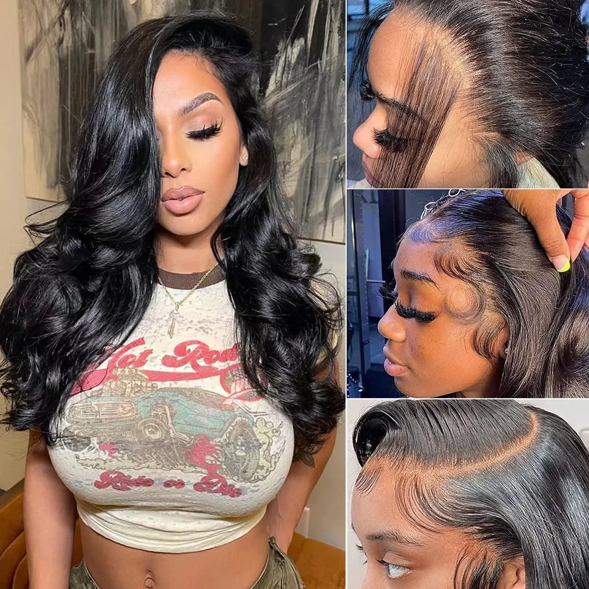 Wear and Go Glueless Lace Front Wigs Pre Plucked Deep Wave