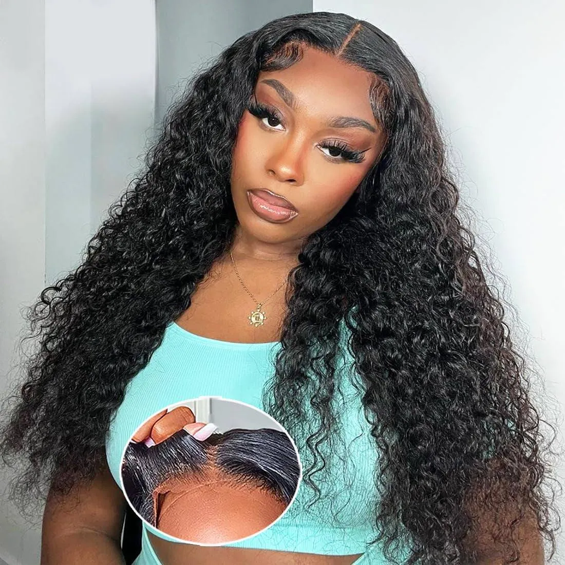 Wear and Go Glueless Lace Front Wigs Pre Plucked Deep Wave